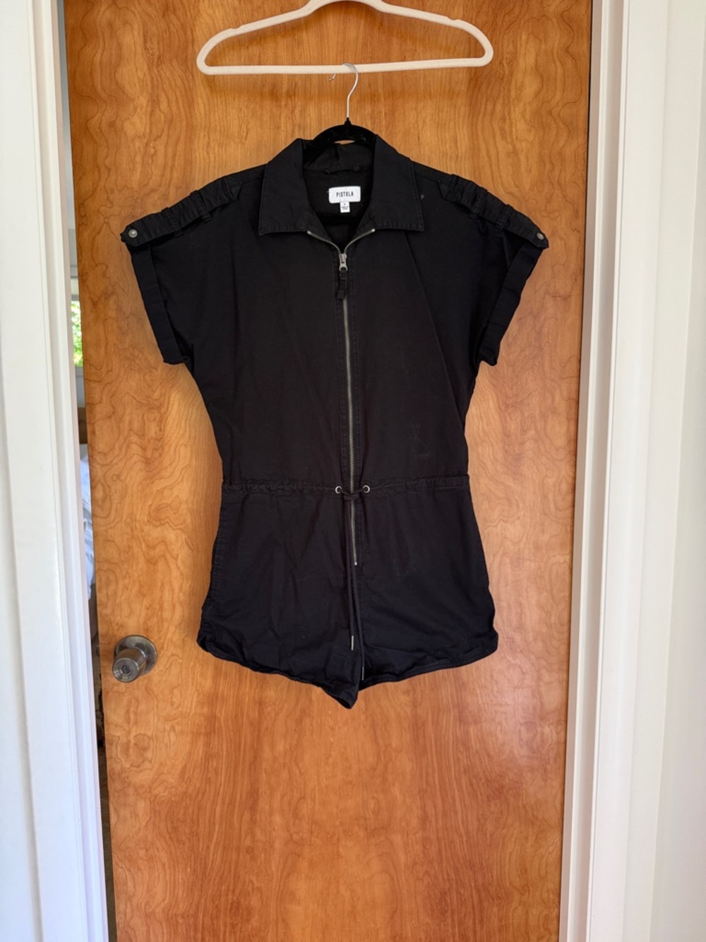 pistola Black Short-Sleeve Utility Romper Jacket